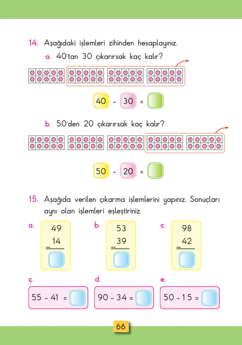 2. Sınıf Matematik Ders Kitabı Cevapları MHG Yayınları Sayfa 66