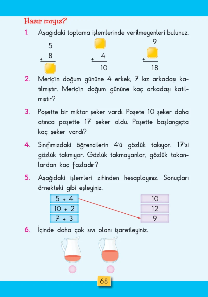 2. Sınıf Matematik Ders Kitabı Cevapları MHG Yayınları Sayfa 68