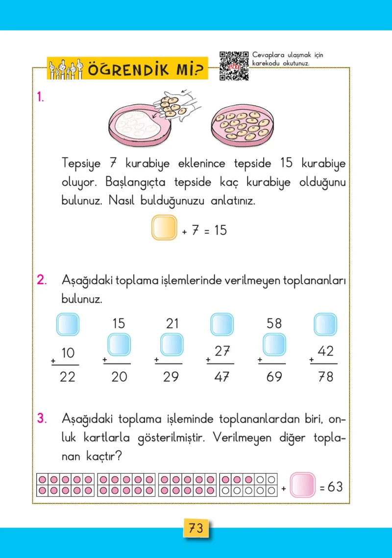2. Sınıf Matematik Ders Kitabı Cevapları MHG Yayınları Sayfa 73