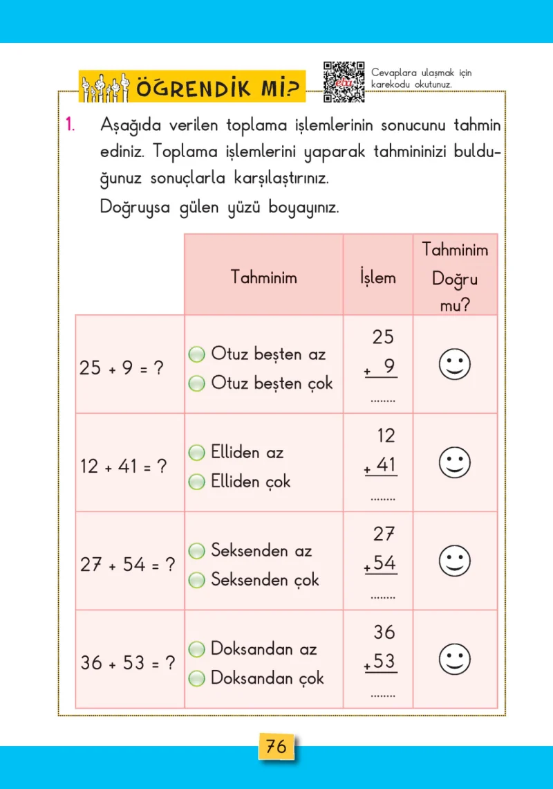 2. Sınıf Matematik Ders Kitabı Cevapları MHG Yayınları Sayfa 76