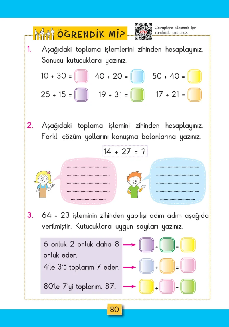 2. Sınıf Matematik Ders Kitabı Cevapları MHG Yayınları Sayfa 80