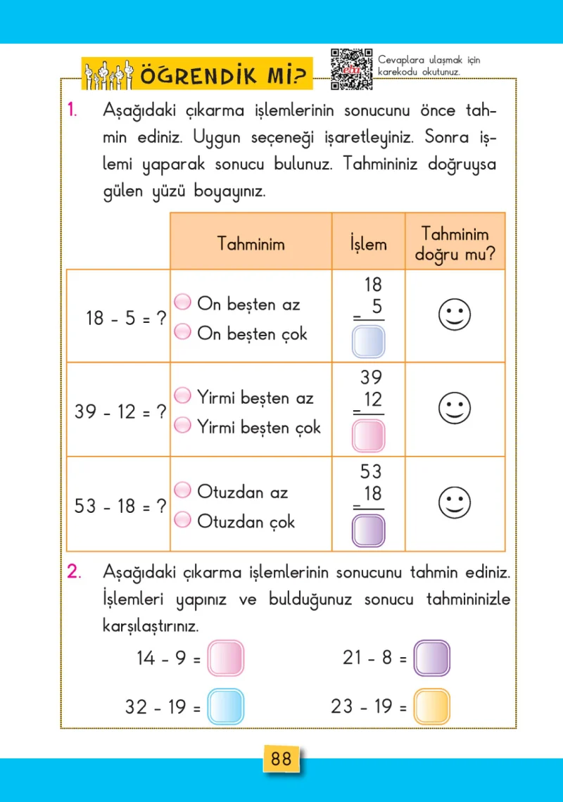 2. Sınıf Matematik Ders Kitabı Cevapları MHG Yayınları Sayfa 88