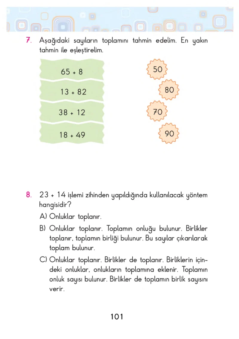 2. Sınıf Matematik Ders Kitabı Cevapları Pasifik Yayınları Sayfa 101