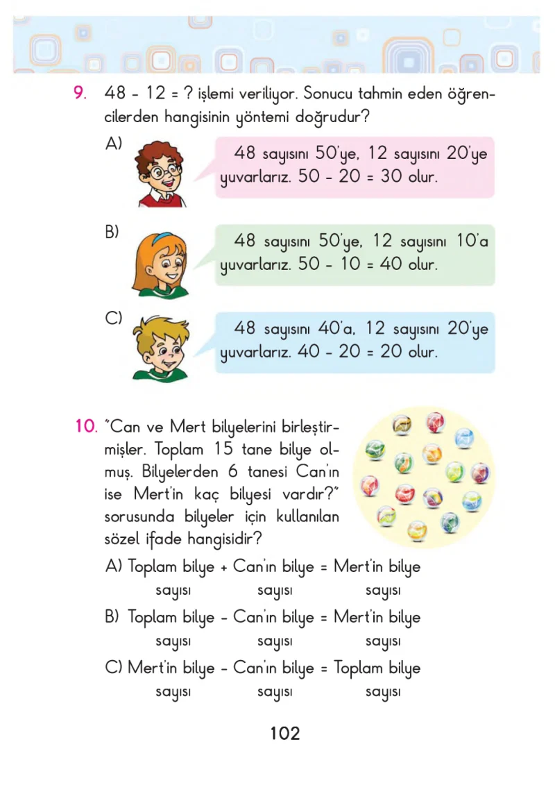 2. Sınıf Matematik Ders Kitabı Cevapları Pasifik Yayınları Sayfa 102