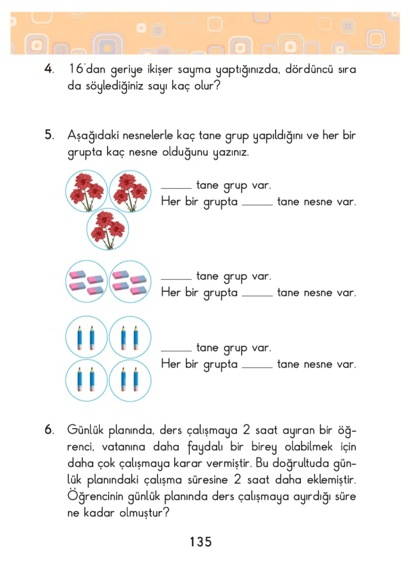 2. Sınıf Matematik Ders Kitabı Cevapları Pasifik Yayınları Sayfa 135