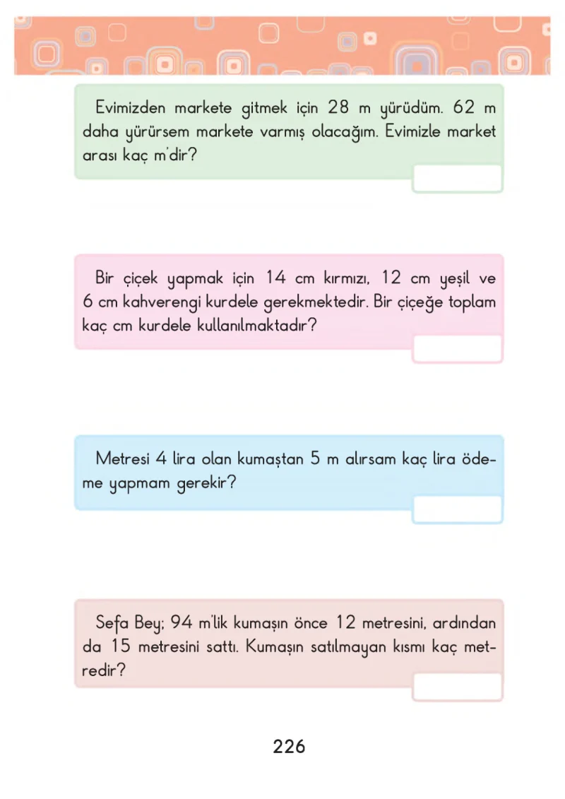 2. Sınıf Matematik Ders Kitabı Cevapları Pasifik Yayınları Sayfa 226
