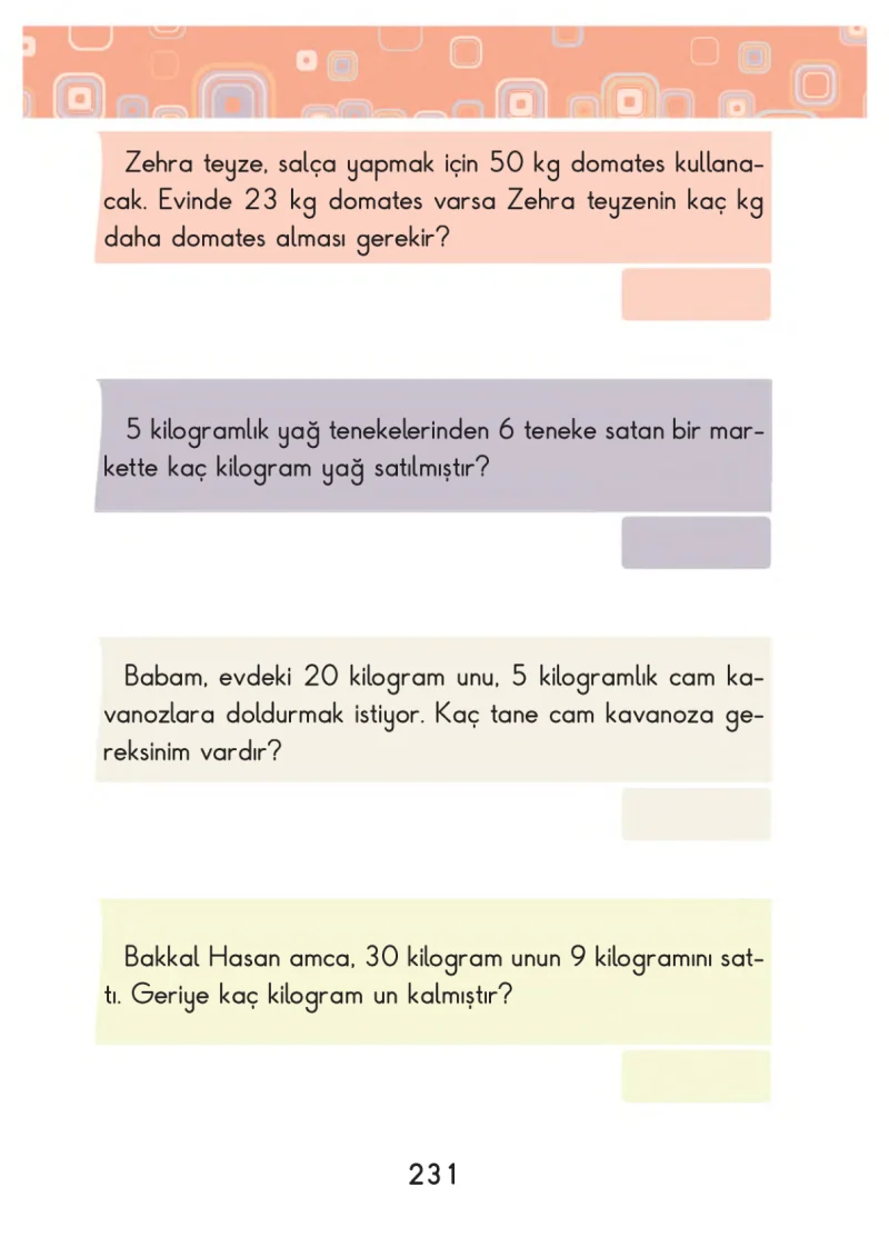 2. Sınıf Matematik Ders Kitabı Cevapları Pasifik Yayınları Sayfa 231