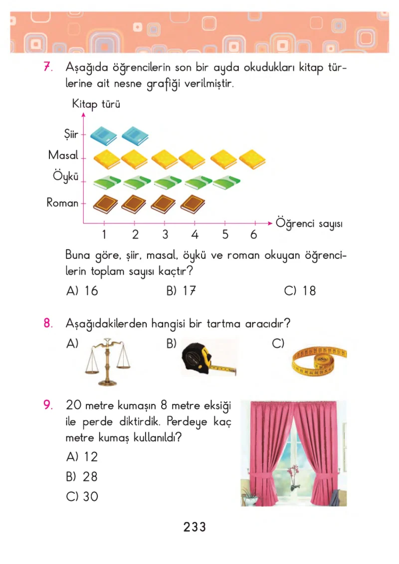 2. Sınıf Matematik Ders Kitabı Cevapları Pasifik Yayınları Sayfa 233