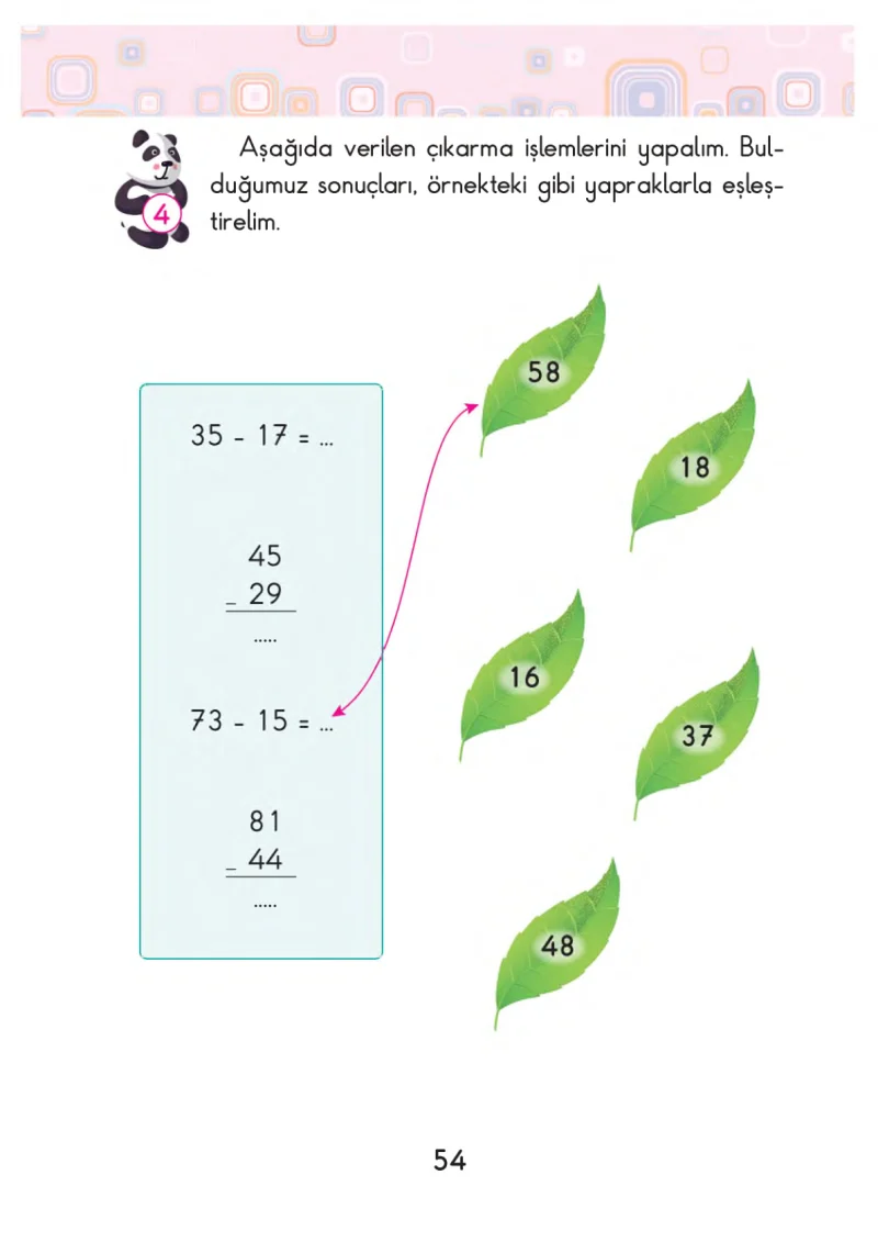 2. Sınıf Matematik Ders Kitabı Cevapları Pasifik Yayınları Sayfa 54