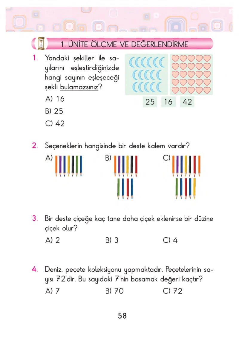 2. Sınıf Matematik Ders Kitabı Cevapları Pasifik Yayınları Sayfa 58