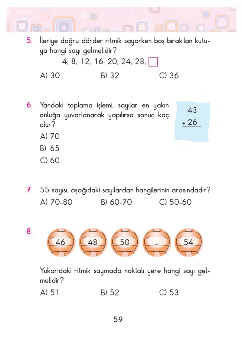 2. Sınıf Matematik Ders Kitabı Cevapları Pasifik Yayınları Sayfa 59
