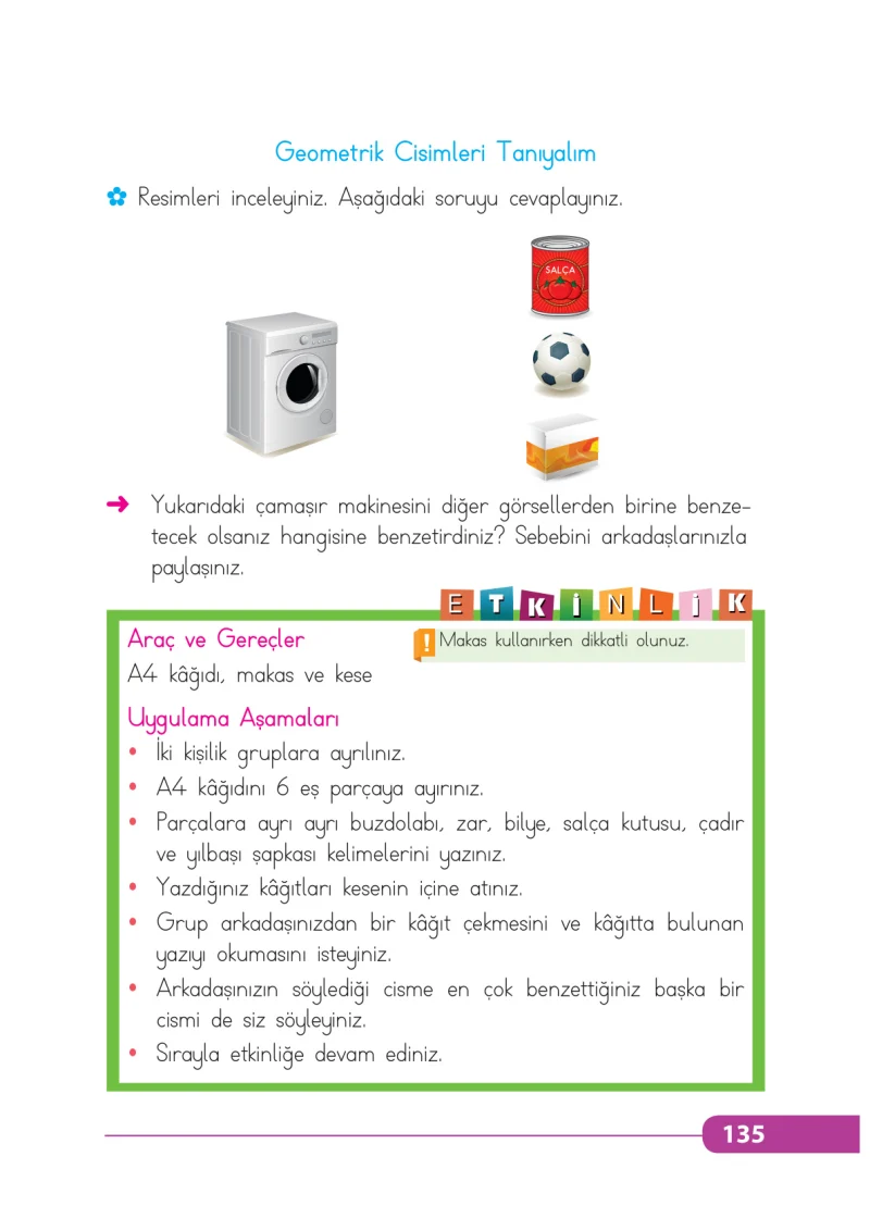 2. Sınıf Matematik Ders Kitabı Cevapları Tekno Artı Yayınları Sayfa 135