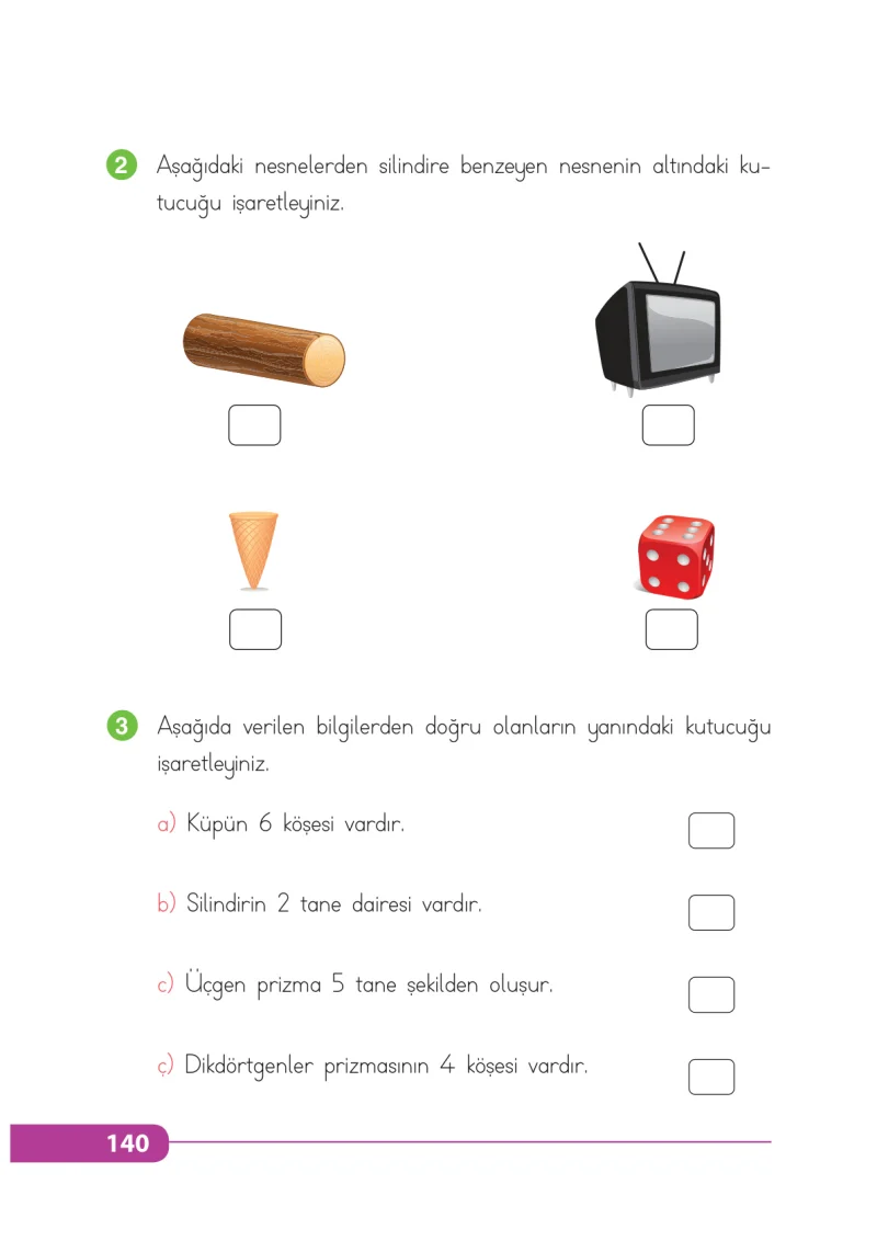 2. Sınıf Matematik Ders Kitabı Cevapları Tekno Artı Yayınları Sayfa 140