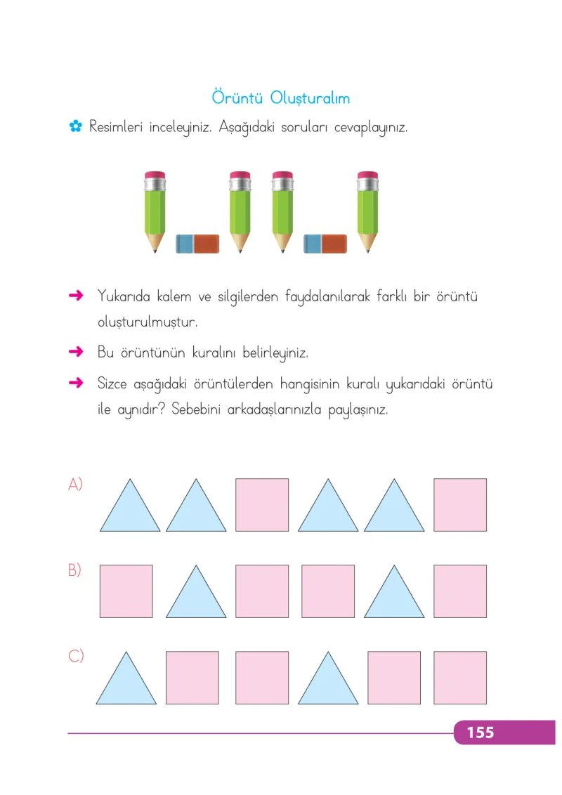 2. Sınıf Matematik Ders Kitabı Cevapları Tekno Artı Yayınları Sayfa 155
