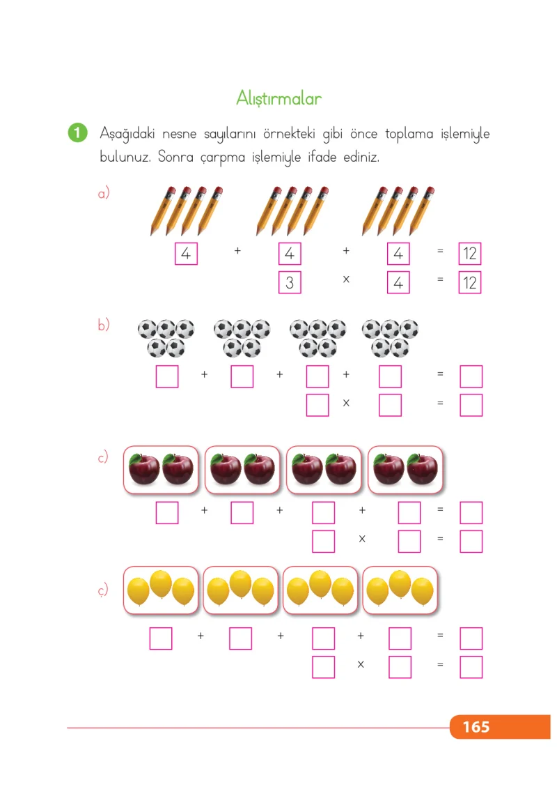 2. Sınıf Matematik Ders Kitabı Cevapları Tekno Artı Yayınları Sayfa 165
