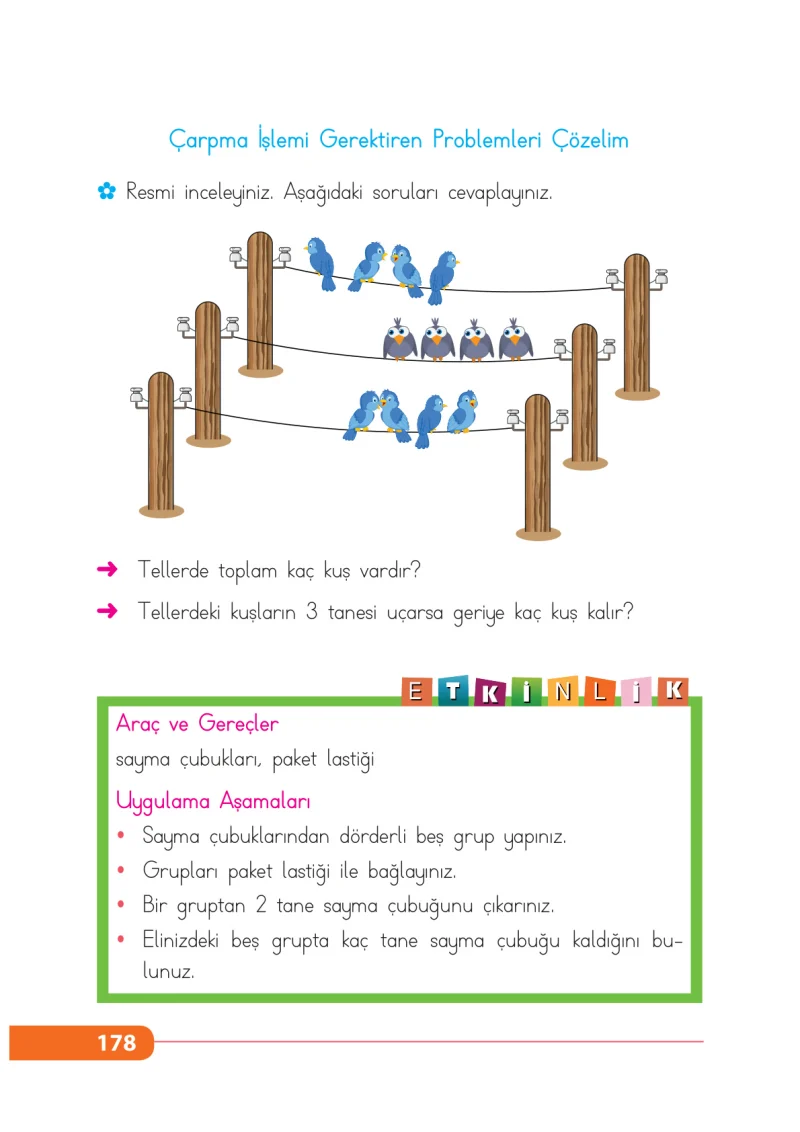 2. Sınıf Matematik Ders Kitabı Cevapları Tekno Artı Yayınları Sayfa 178