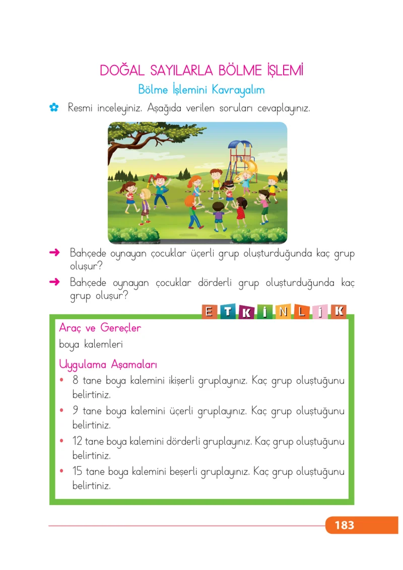 2. Sınıf Matematik Ders Kitabı Cevapları Tekno Artı Yayınları Sayfa 183