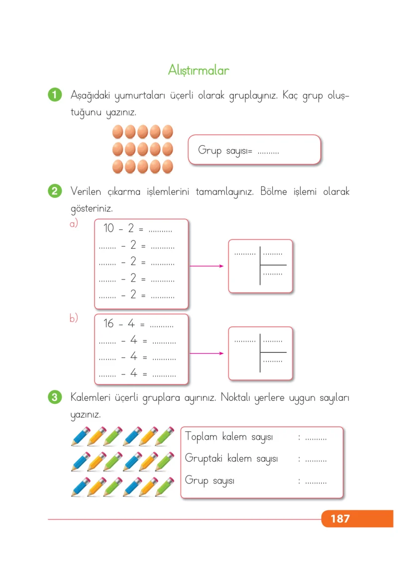 2. Sınıf Matematik Ders Kitabı Cevapları Tekno Artı Yayınları Sayfa 187