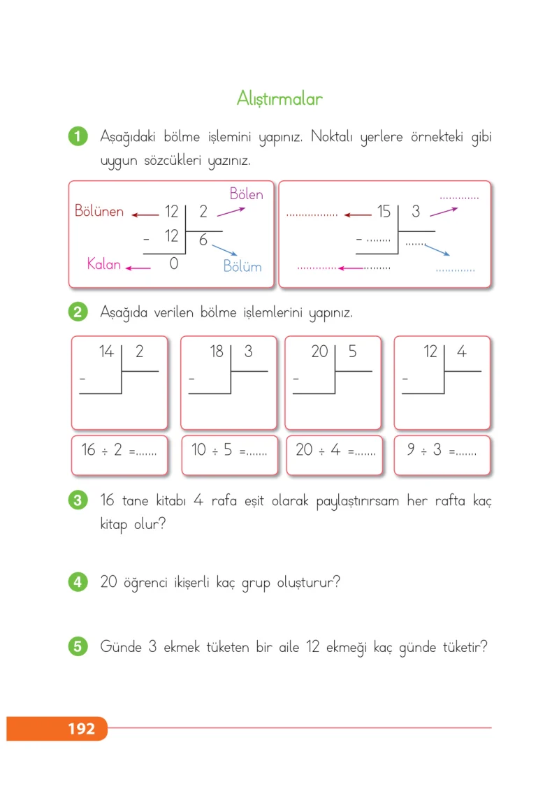 2. Sınıf Matematik Ders Kitabı Cevapları Tekno Artı Yayınları Sayfa 192