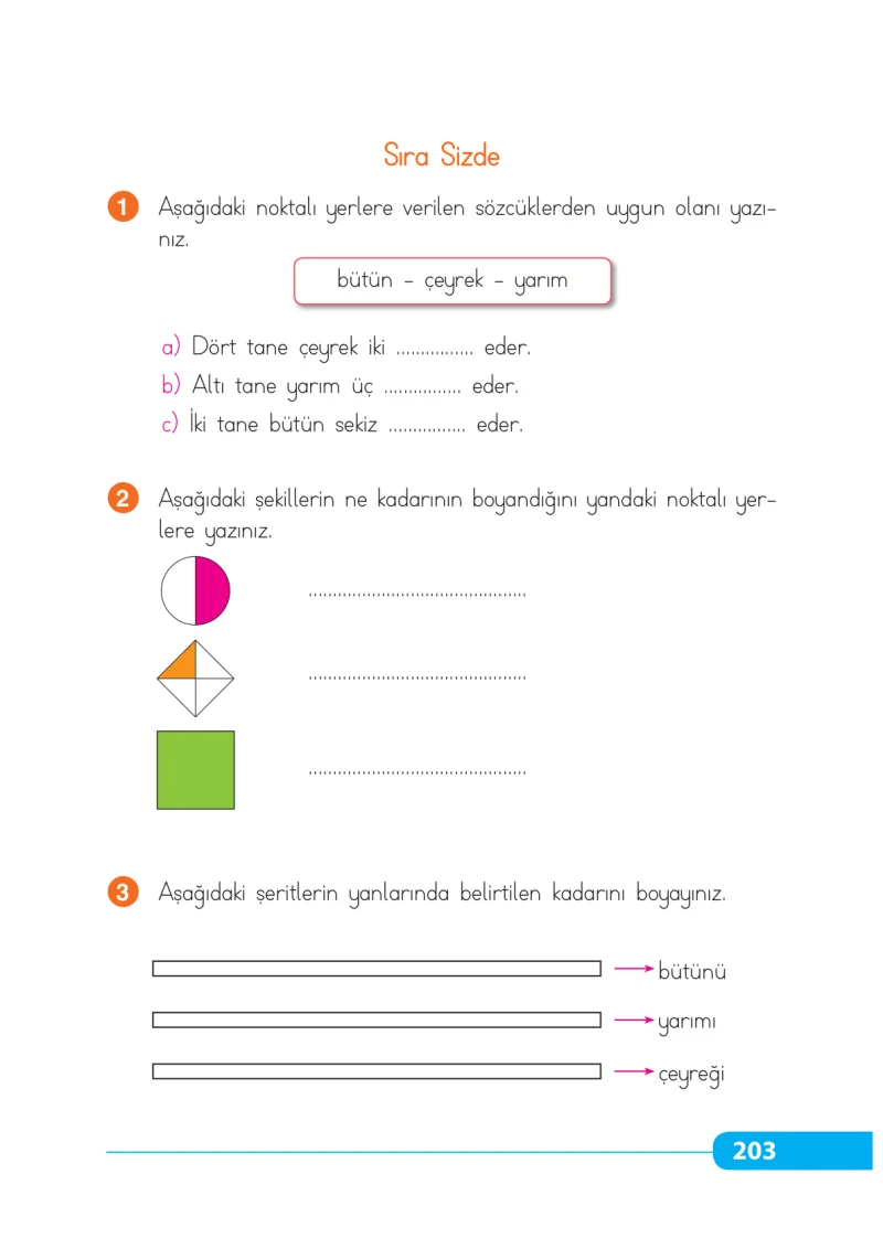 2. Sınıf Matematik Ders Kitabı Cevapları Tekno Artı Yayınları Sayfa 203