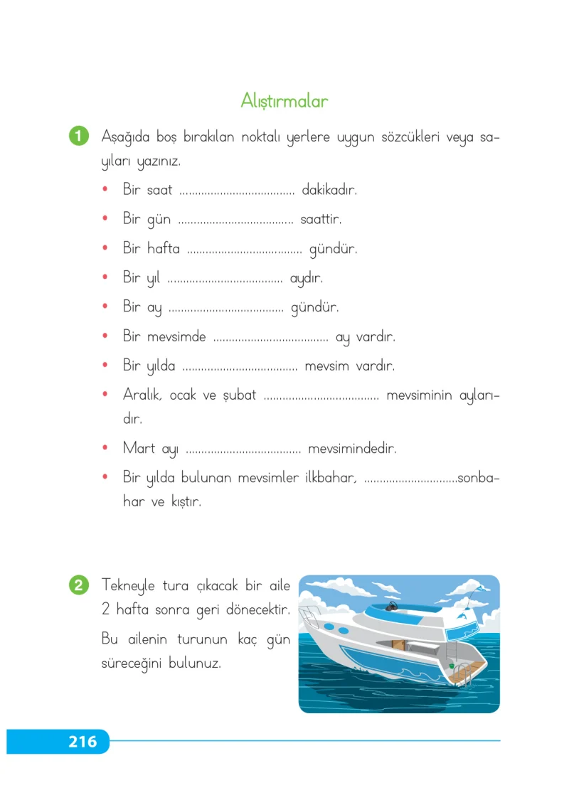 2. Sınıf Matematik Ders Kitabı Cevapları Tekno Artı Yayınları Sayfa 216