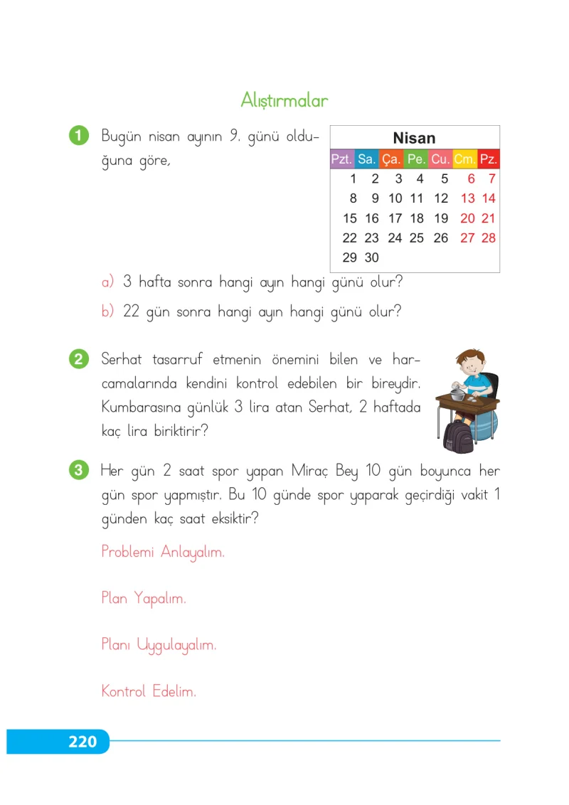 2. Sınıf Matematik Ders Kitabı Cevapları Tekno Artı Yayınları Sayfa 220