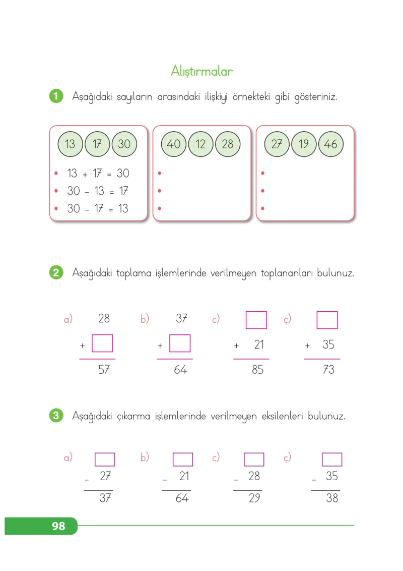 2. Sınıf Matematik Ders Kitabı Cevapları Tekno Artı Yayınları Sayfa 98