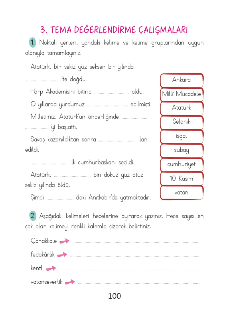 2. Sınıf Türkçe Ders Kitabı Cevapları Ada Matbaacılık Yayıncılık Sayfa 100