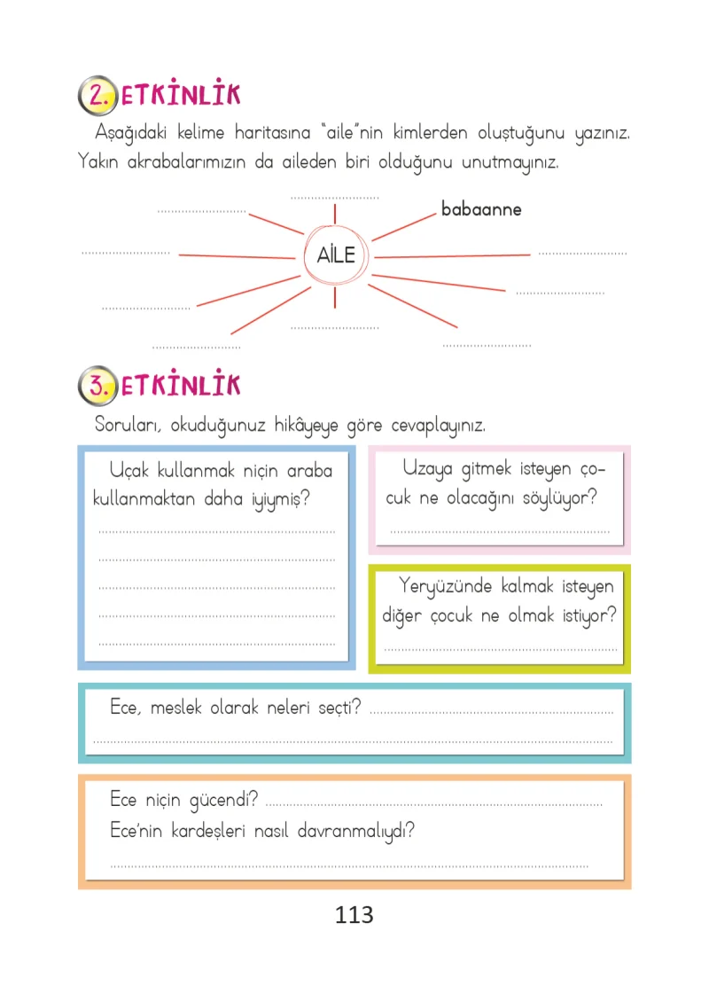 2. Sınıf Türkçe Ders Kitabı Cevapları Ada Matbaacılık Yayıncılık Sayfa 113