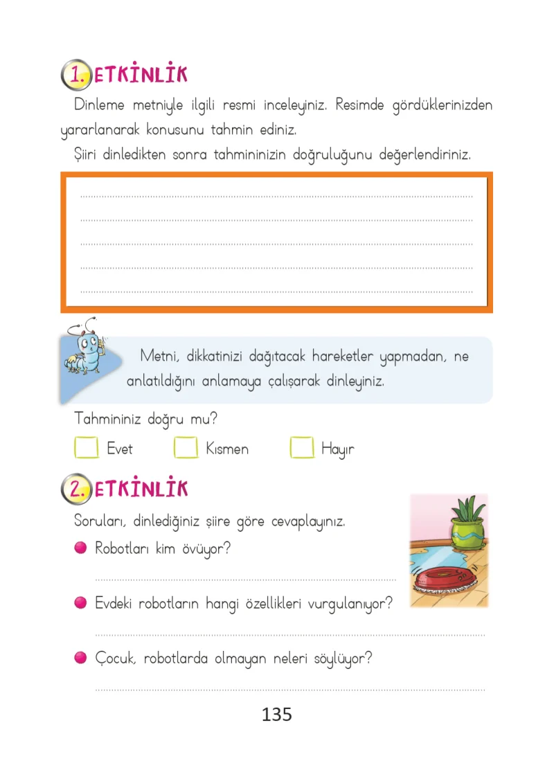 2. Sınıf Türkçe Ders Kitabı Cevapları Ada Matbaacılık Yayıncılık Sayfa 135