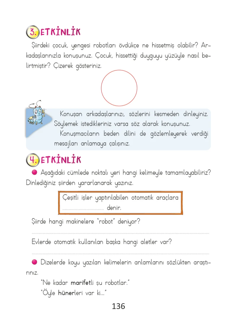 2. Sınıf Türkçe Ders Kitabı Cevapları Ada Matbaacılık Yayıncılık Sayfa 136