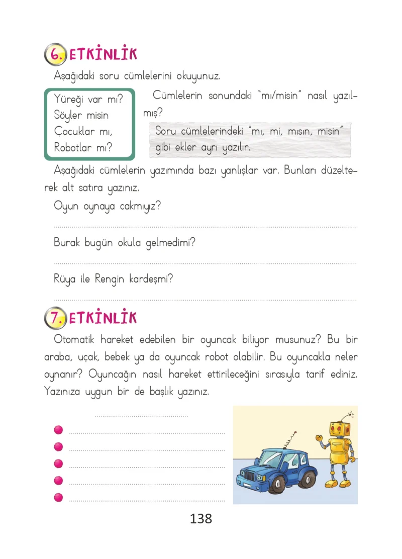 2. Sınıf Türkçe Ders Kitabı Cevapları Ada Matbaacılık Yayıncılık Sayfa 138