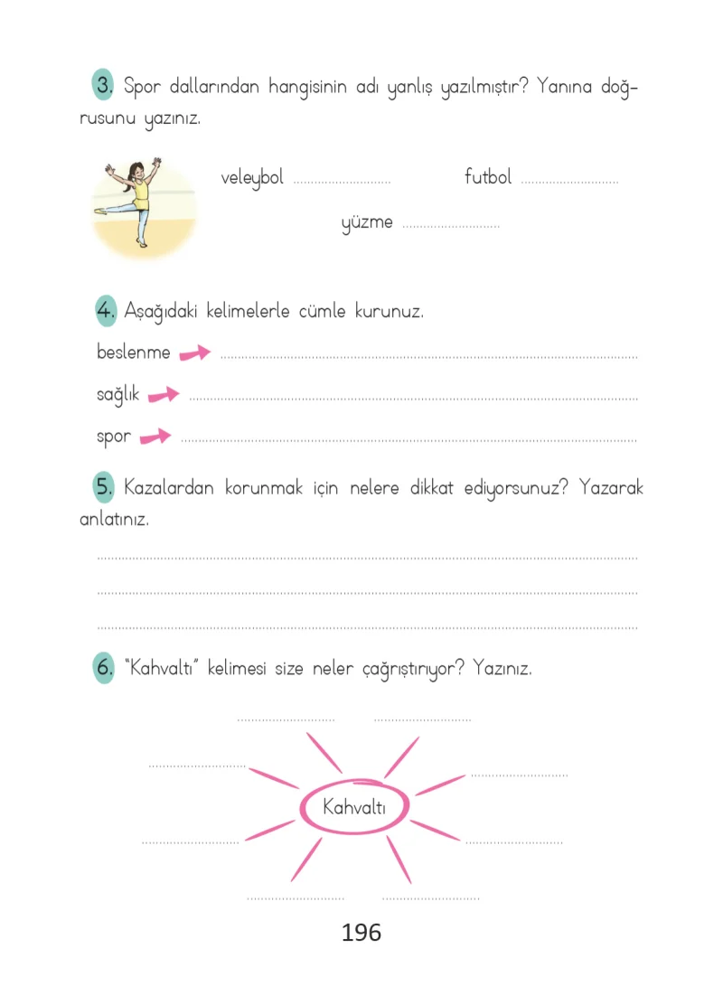 2. Sınıf Türkçe Ders Kitabı Cevapları Ada Matbaacılık Yayıncılık Sayfa 196