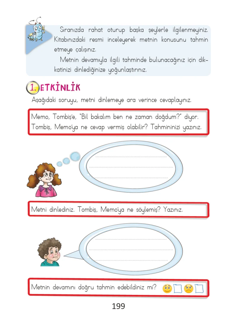 2. Sınıf Türkçe Ders Kitabı Cevapları Ada Matbaacılık Yayıncılık Sayfa 199