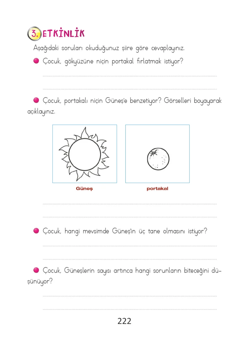 2. Sınıf Türkçe Ders Kitabı Cevapları Ada Matbaacılık Yayıncılık Sayfa 222