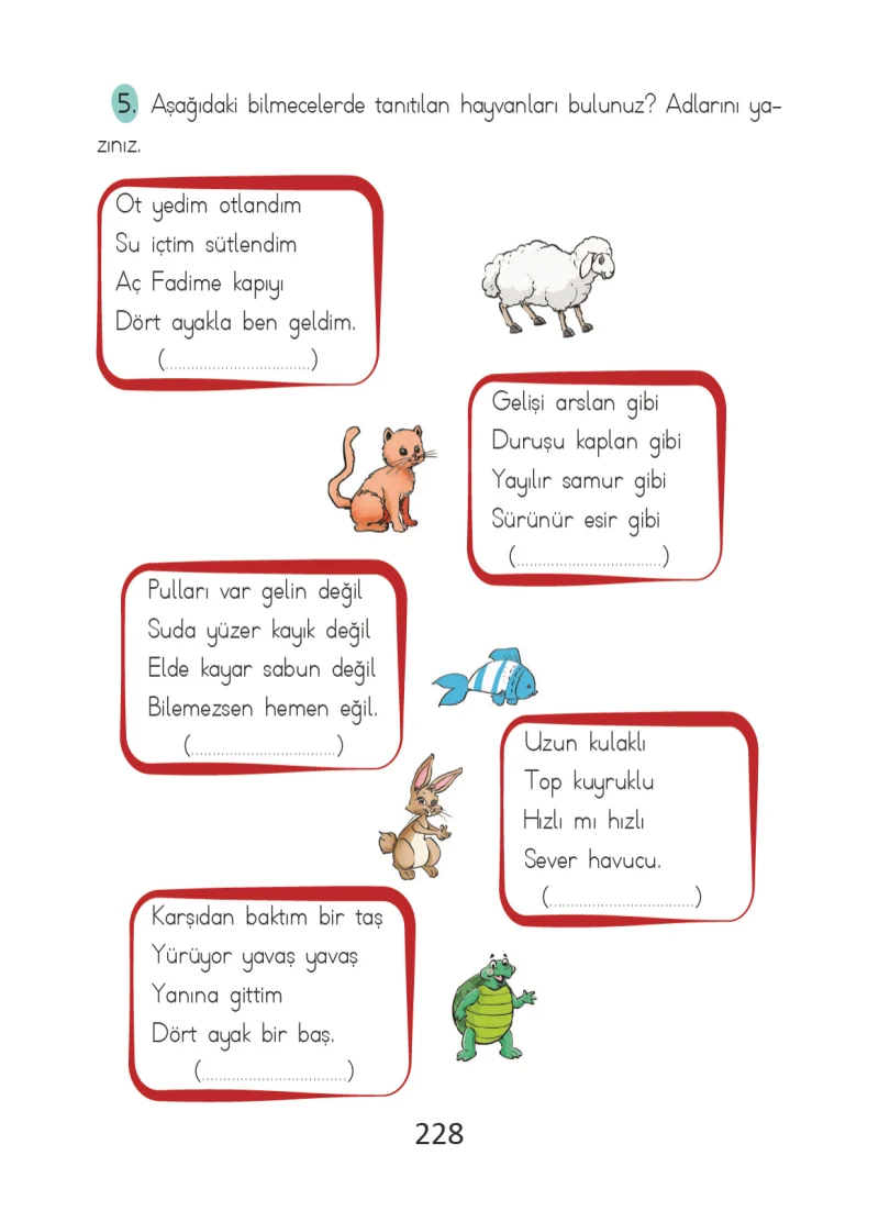 2. Sınıf Türkçe Ders Kitabı Cevapları Ada Matbaacılık Yayıncılık Sayfa 228