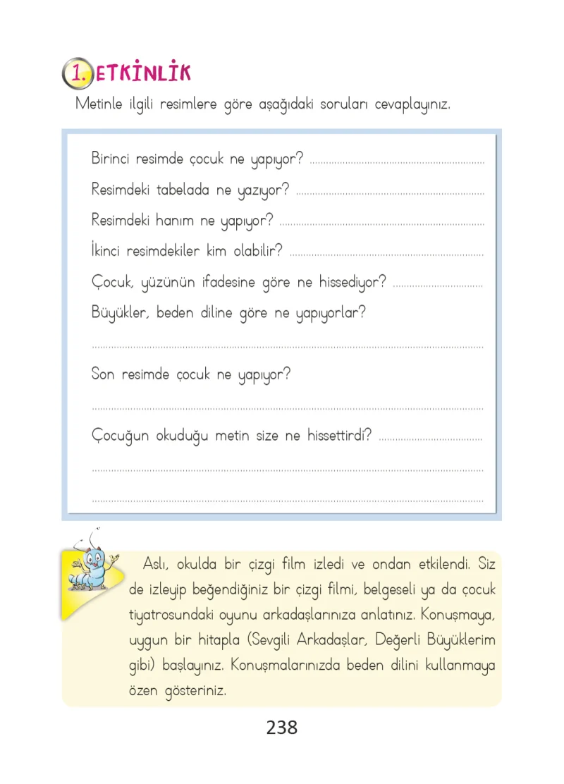 2. Sınıf Türkçe Ders Kitabı Cevapları Ada Matbaacılık Yayıncılık Sayfa 238