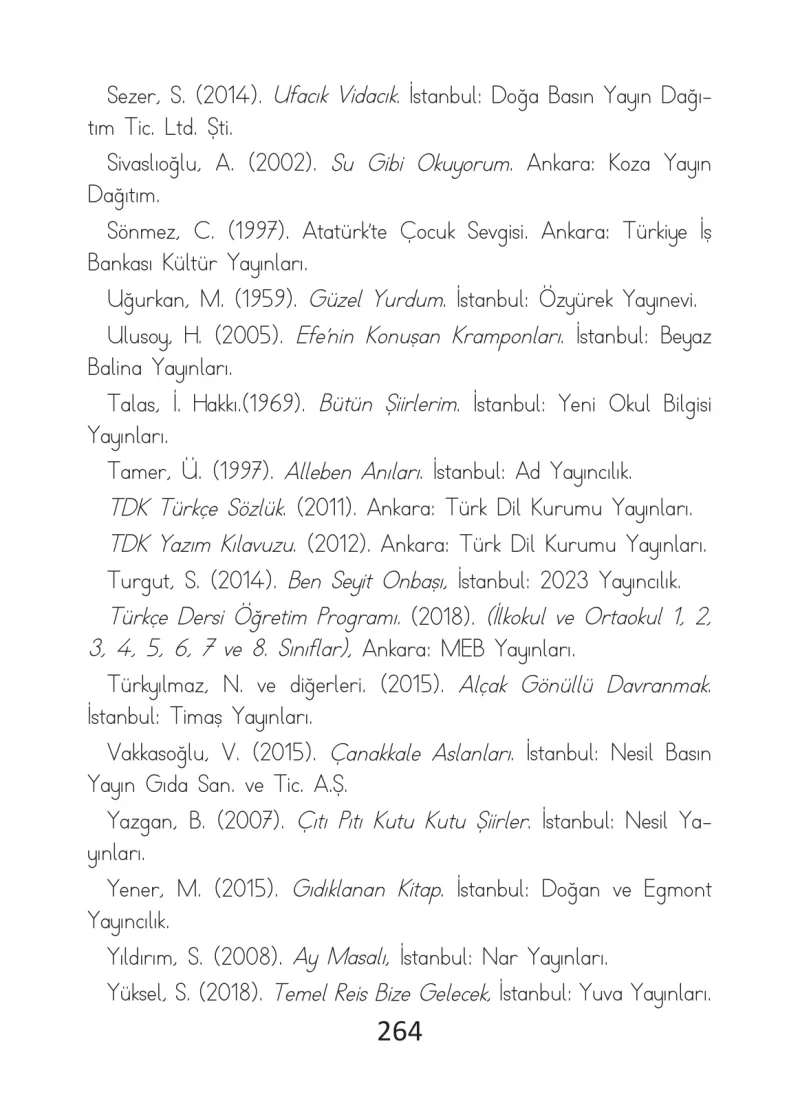 2. Sınıf Türkçe Ders Kitabı Cevapları Ada Matbaacılık Yayıncılık Sayfa 264