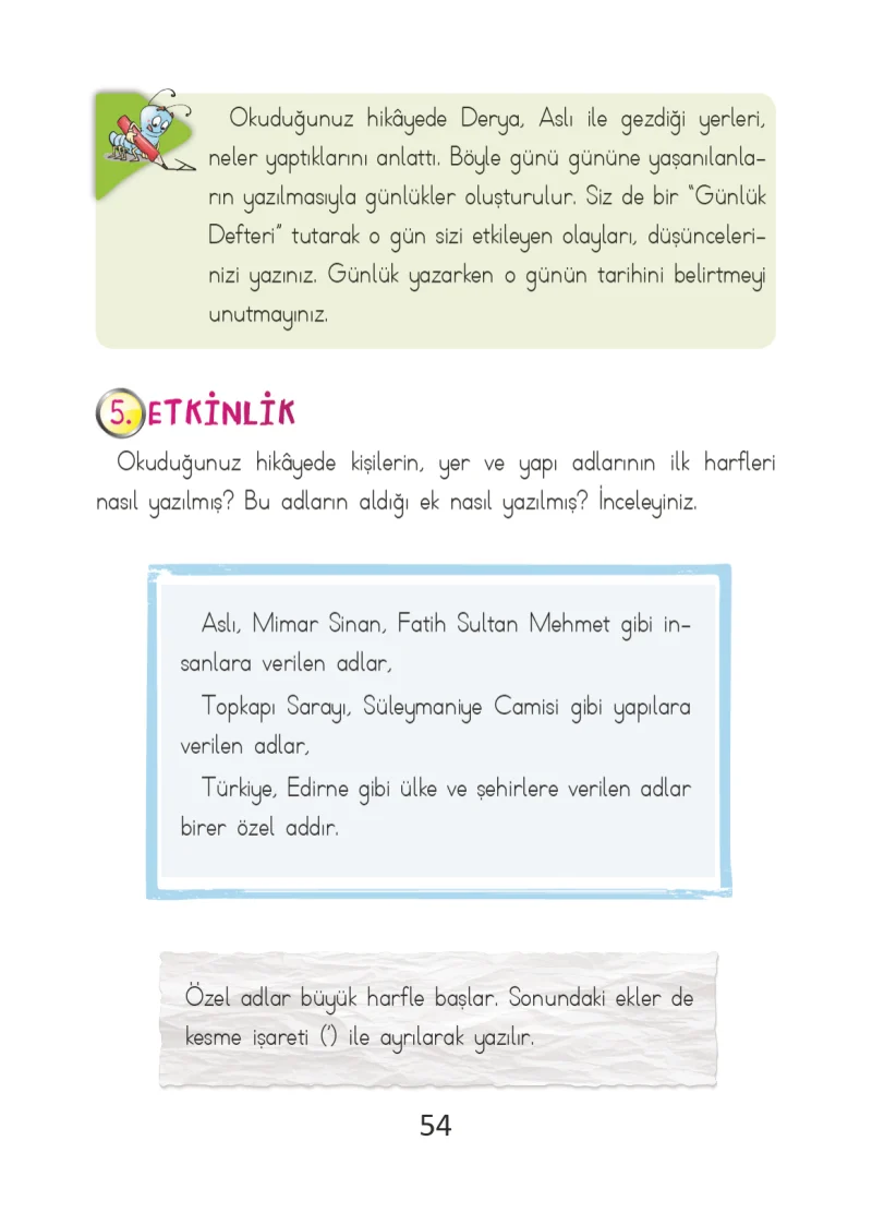 2. Sınıf Türkçe Ders Kitabı Cevapları Ada Matbaacılık Yayıncılık Sayfa 54