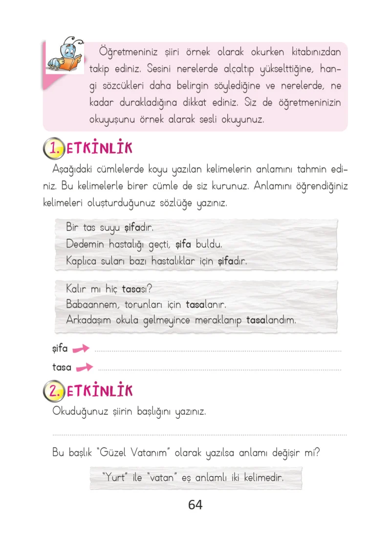 2. Sınıf Türkçe Ders Kitabı Cevapları Ada Matbaacılık Yayıncılık Sayfa 64