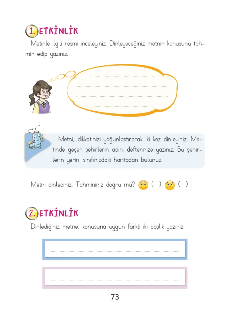 2. Sınıf Türkçe Ders Kitabı Cevapları Ada Matbaacılık Yayıncılık Sayfa 73