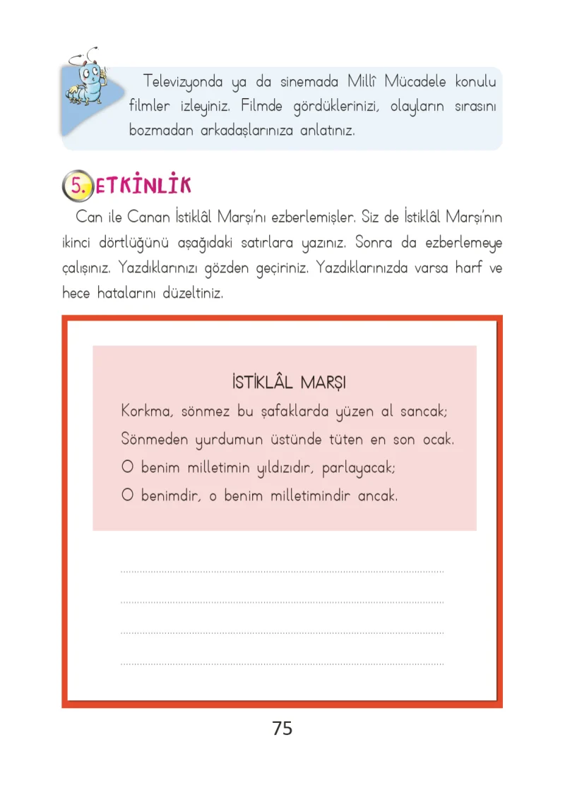 2. Sınıf Türkçe Ders Kitabı Cevapları Ada Matbaacılık Yayıncılık Sayfa 75