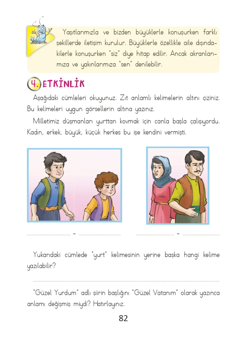 2. Sınıf Türkçe Ders Kitabı Cevapları Ada Matbaacılık Yayıncılık Sayfa 82