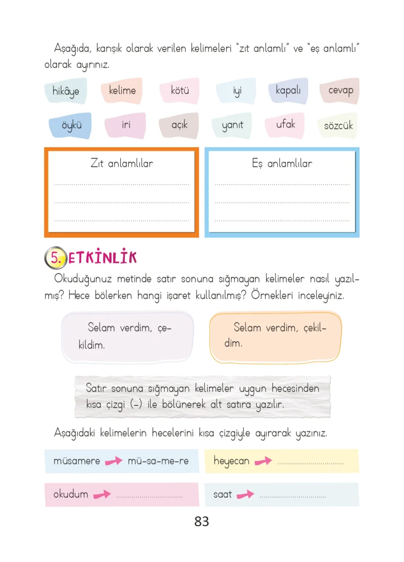 2. Sınıf Türkçe Ders Kitabı Cevapları Ada Matbaacılık Yayıncılık Sayfa 83