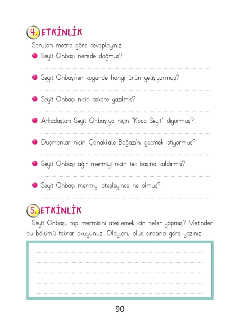 2. Sınıf Türkçe Ders Kitabı Cevapları Ada Matbaacılık Yayıncılık Sayfa 90