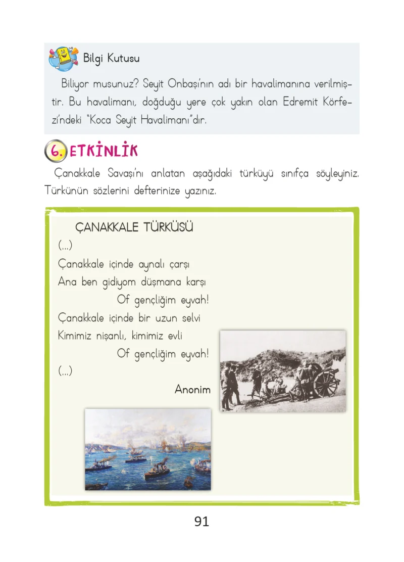 2. Sınıf Türkçe Ders Kitabı Cevapları Ada Matbaacılık Yayıncılık Sayfa 91