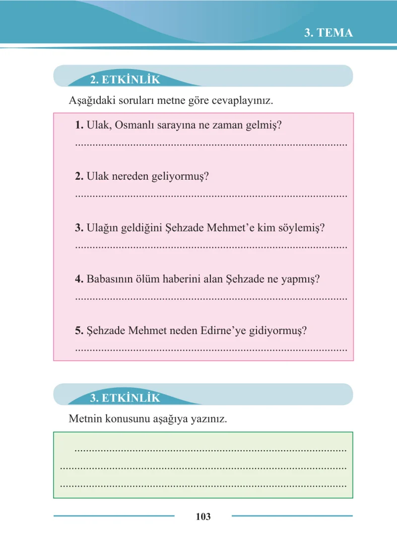 2. Sınıf Türkçe Ders Kitabı Cevapları Bilim ve Kültür Yayınları Sayfa 103