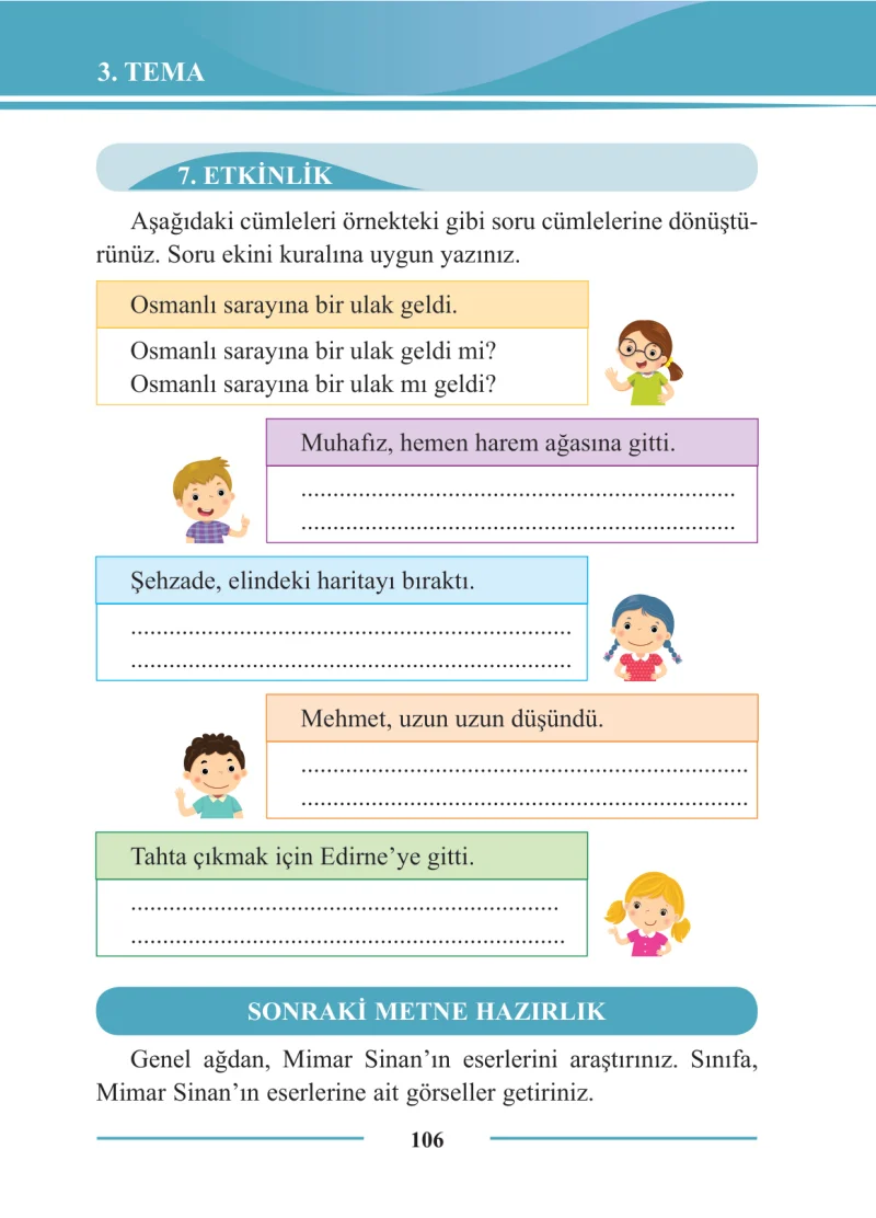 2. Sınıf Türkçe Ders Kitabı Cevapları Bilim ve Kültür Yayınları Sayfa 106