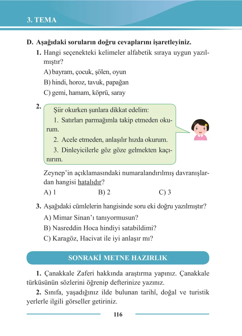2. Sınıf Türkçe Ders Kitabı Cevapları Bilim ve Kültür Yayınları Sayfa 116
