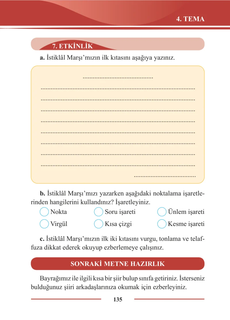 2. Sınıf Türkçe Ders Kitabı Cevapları Bilim ve Kültür Yayınları Sayfa 135